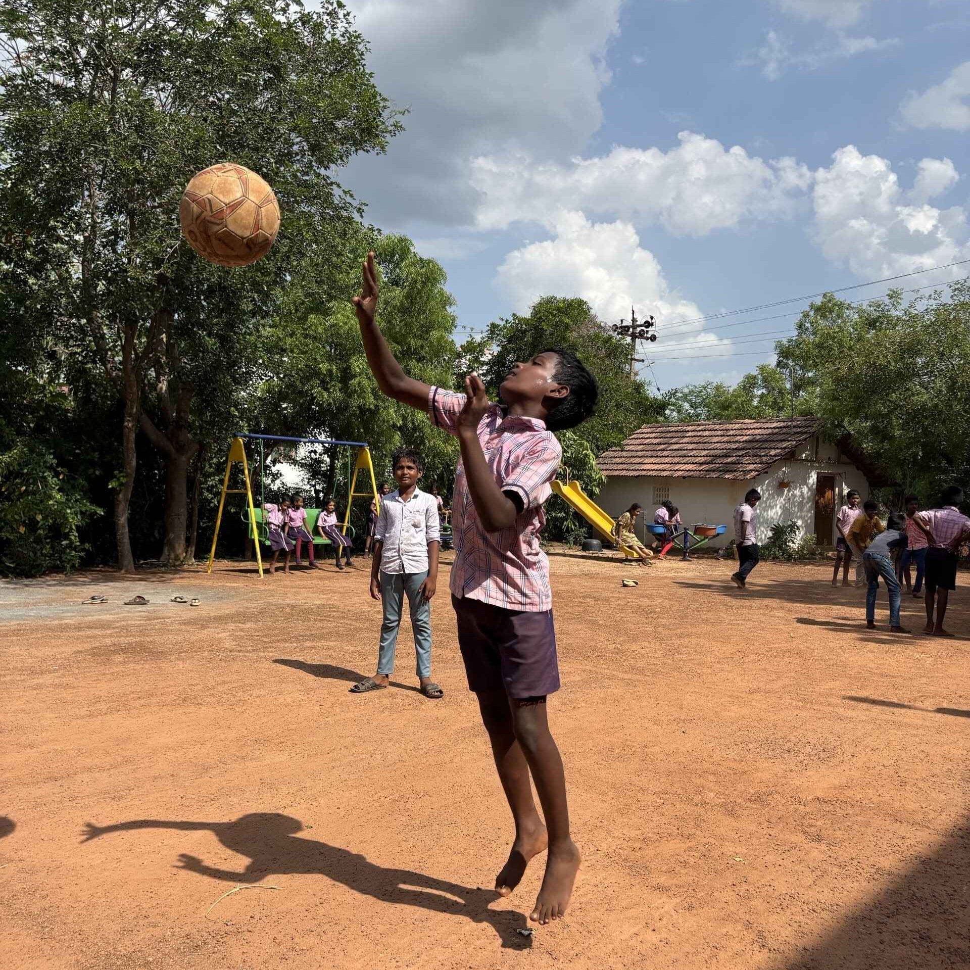 Students playing volleyball